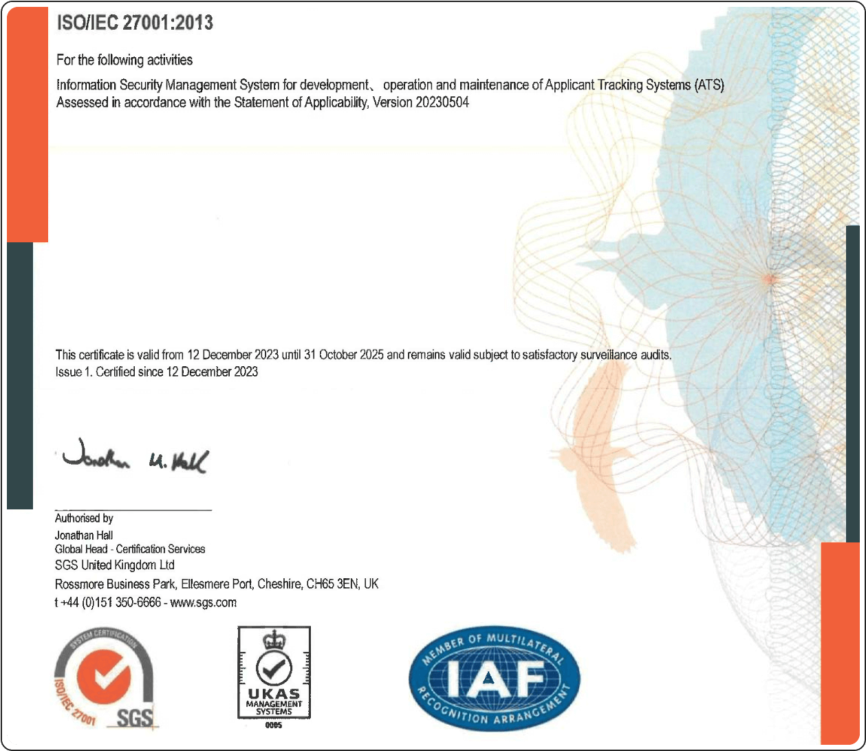 Gllue 谷露系統獲得了國際信息安全管理體系標準ISO/IEC 27001的認證